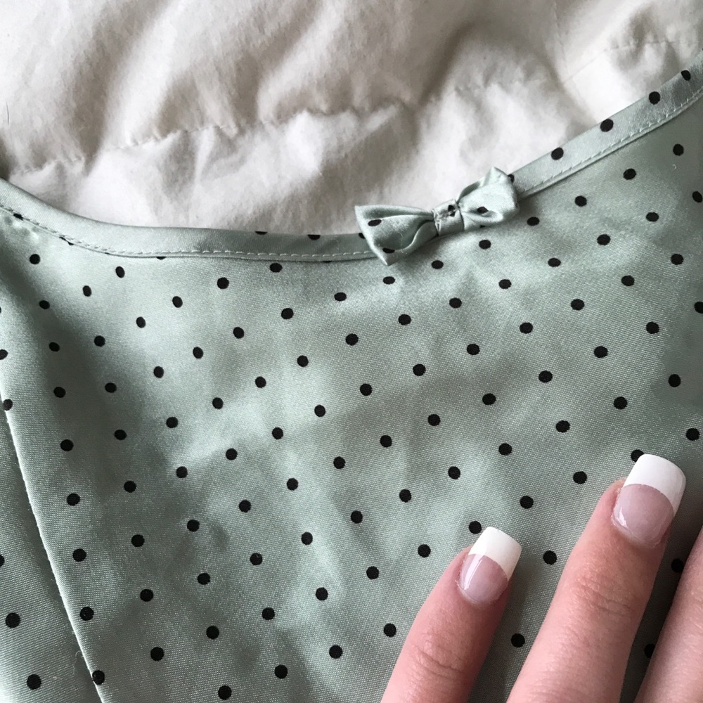 Mint Green Mini Dress w/ Polka dots